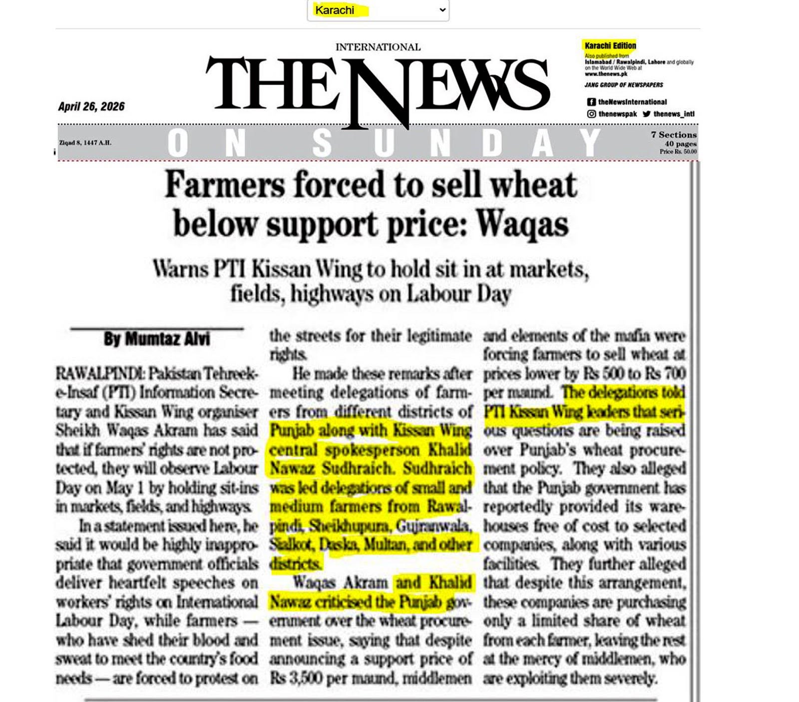 Newspaper clipping